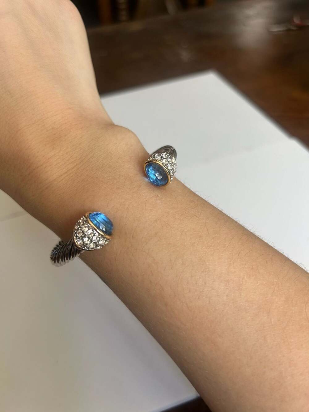 David Yurman Cable Classics Blue Topaz Diamond Cuff Bracelet